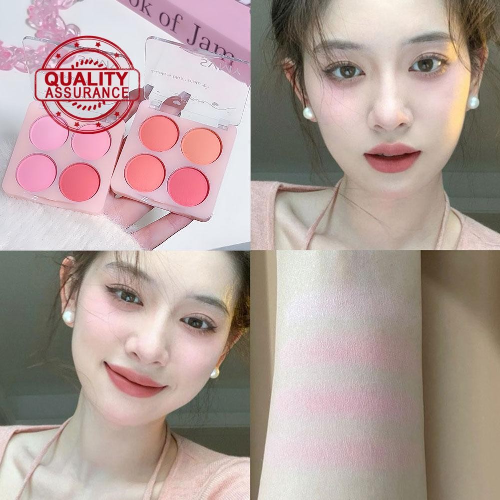 Svmy 4 Color Blush Palette Nude Makeup Plate Matte Purple Cheek Rouge Plate D1g4