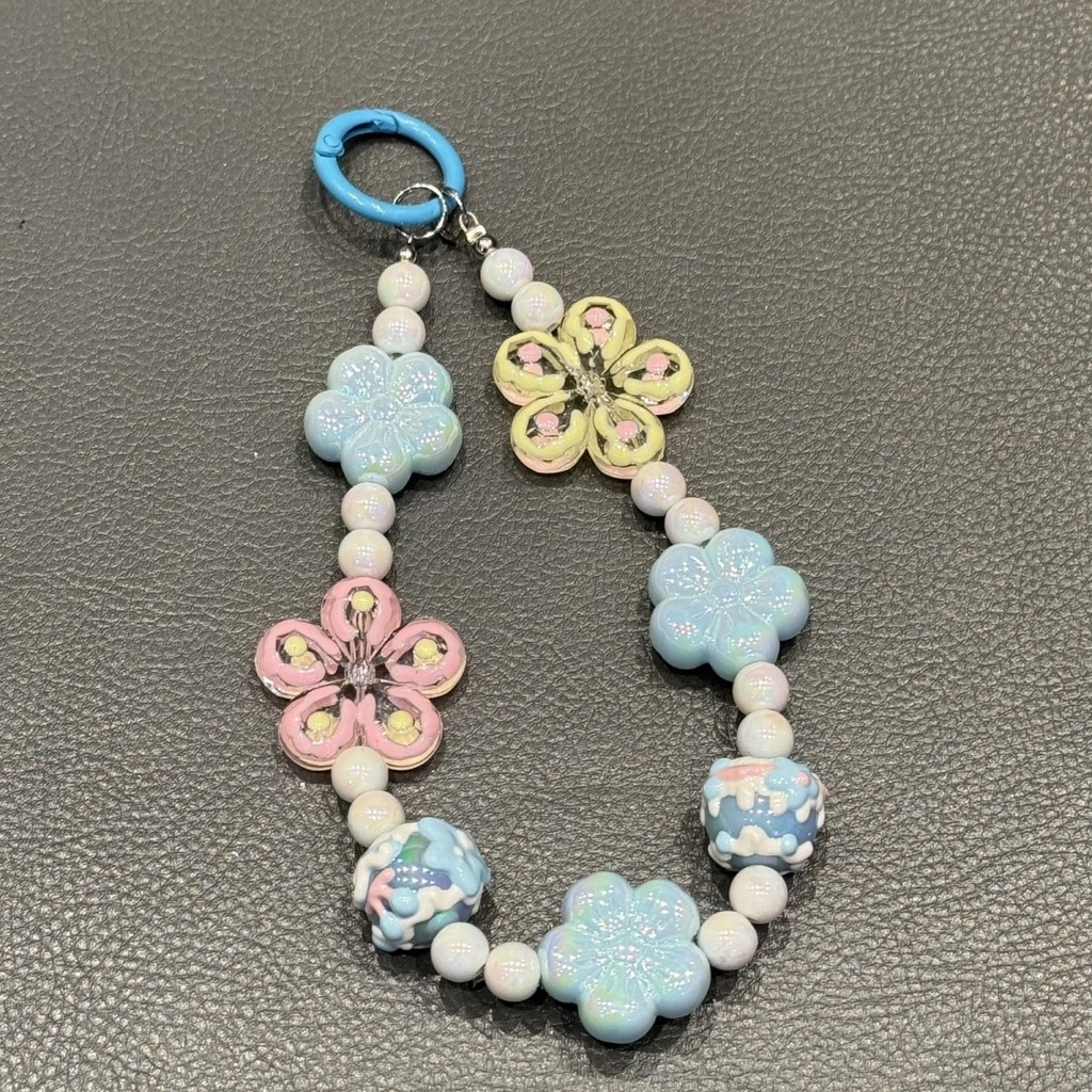 Ins All-Match Fashion 3 Orchid ลูกปัดโซ่โทรศัพท์มือถือ