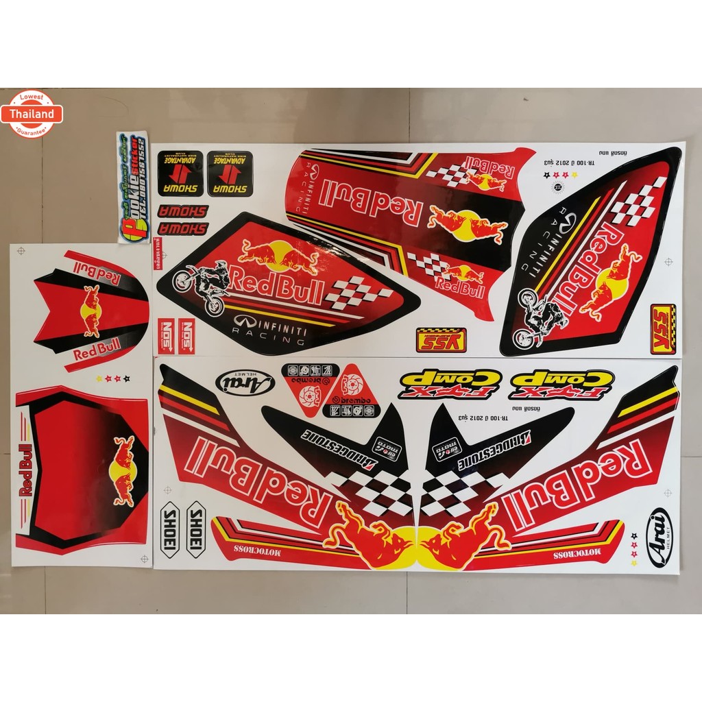 สติ๊กเกอร์ รถวิาก TR 100 สีแดง RED BULL year 2012 รุ่น 3