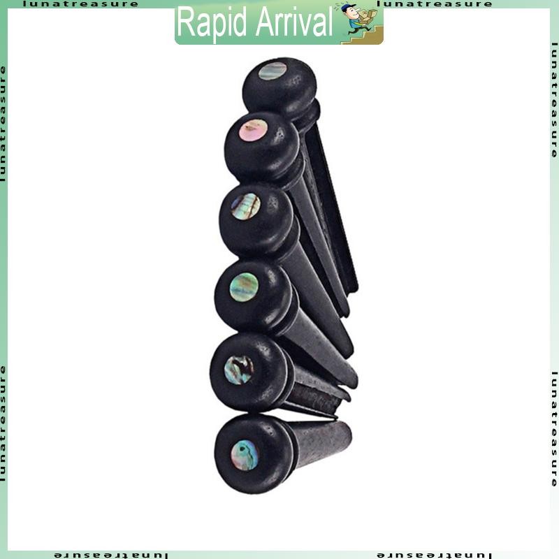 Lun 6 ชิ้น Ebony กีตาร์สะพาน Pin String Peg เปลี่ยน Slotted Bridge Pin สําหรับ 6 12 String Acoustics