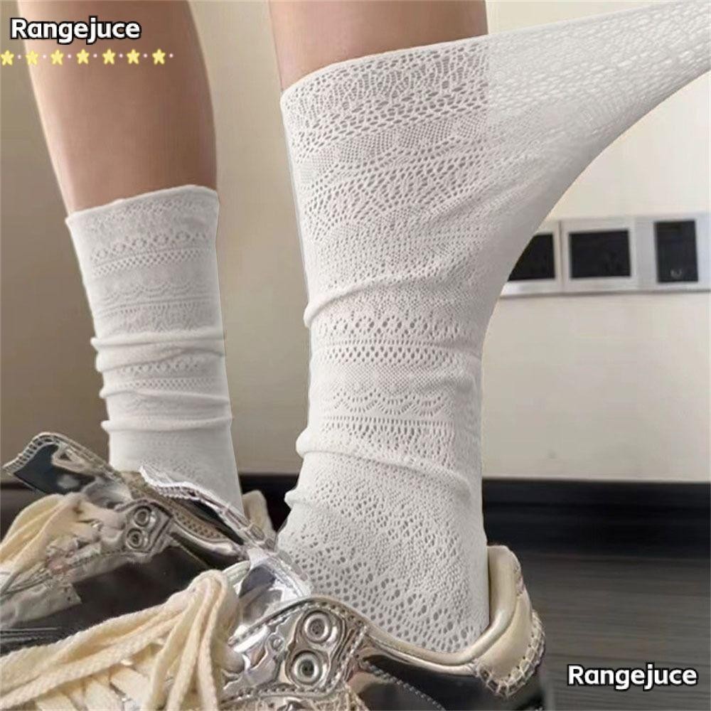 RANGEJUCE ถุงเท้าตาข่ายโปร่งแสงสำหรับสุภาพสตรี ดีไซน์คลาสสิกร่วมสมัย สวมใส่สบาย