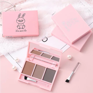 แป้งฝุ่นเขียนคิ้ว 3in1 พร้อมแปรง กันน้ำ กันเหงื่อใช้ระบายสีคิ้ว เป็นอายแชโดว์ 1ตลับ3สี:H7222
