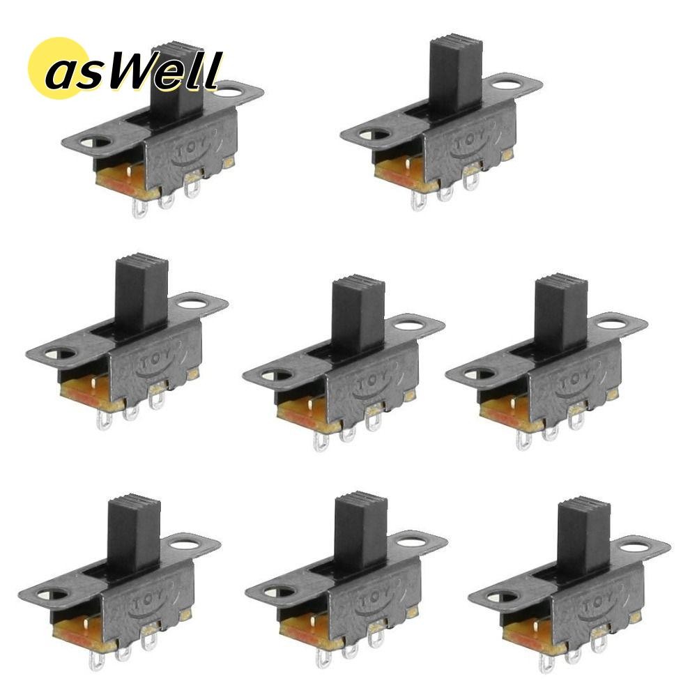 ASWELL 8 ชิ้น Micro Mini Toggle Switch, 3 ขา 2 ตําแหน่งแผง Mount สวิตช์สไลด์, DC 50V 0.5A 6 มม.SS12F