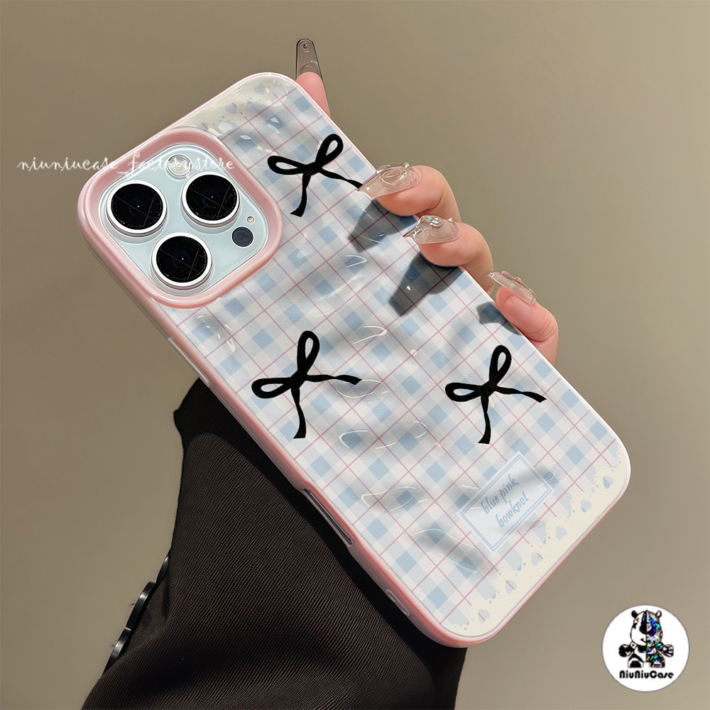 For iPhone 16 15 14 13 12 11 Pro Max X XR XS Max 16 15 14 7 8 Plus เคส เคสไอโฟน13 โบว์ลายตาราง เคสไอโฟนสวยๆ Soft Case ราคา ถูกที่สุด ดีลบีเคเค แกลเลอรีภาพที่ 6