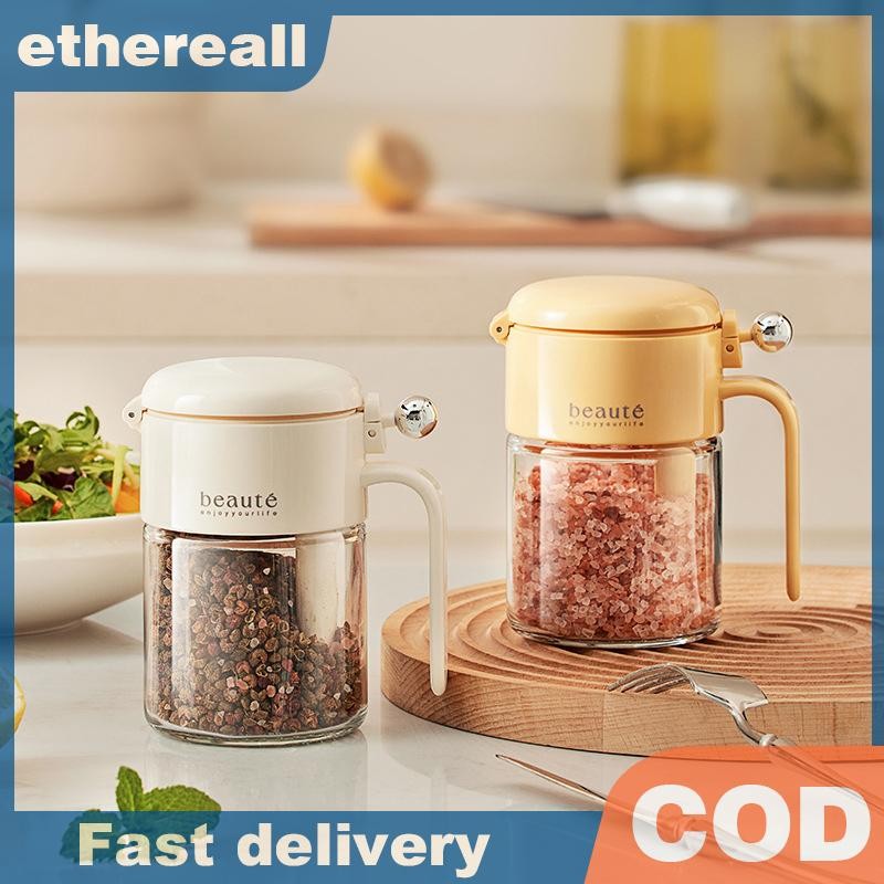 ETH ปิดผนึกขวดปรุงรสแก้วความชื้นขวดปรุงรสพร้อมช้อนครัวเกลือกล่องปรุงรสเครื่องปรุงรสเกลือ Shaker TH