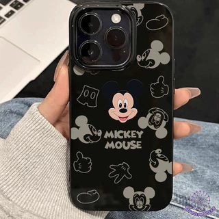 เคสไอโฟน 11 คู่รักมิกกี้มินนี่เมาส์พื้นผิวมันวาว สำหรับ IPhone 13 11 14 15 12 16 Pro Max 7 16 8 Plus XS Max XR X SE 2 3