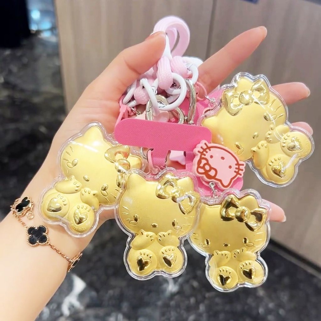 2025新品Kitty猫足金999挂件礼盒KT猫足金20mg手机链包钥匙扣挂件生日礼物20250903