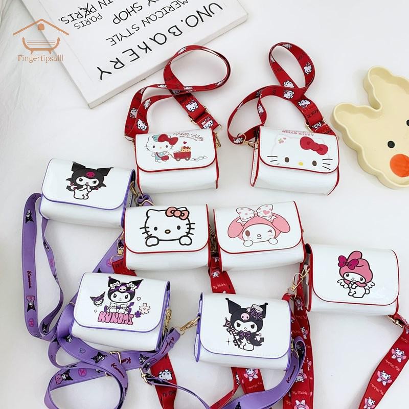 FIN น่ารัก Sanrio Hello Kitty Kuromi Melody เด็กไหล่กระเป๋าแฟชั่น Crossbody กระเป๋า Girly KT Cat กระเป๋าเก็บอุปกรณ์เสริมเด็กของขวัญ TH