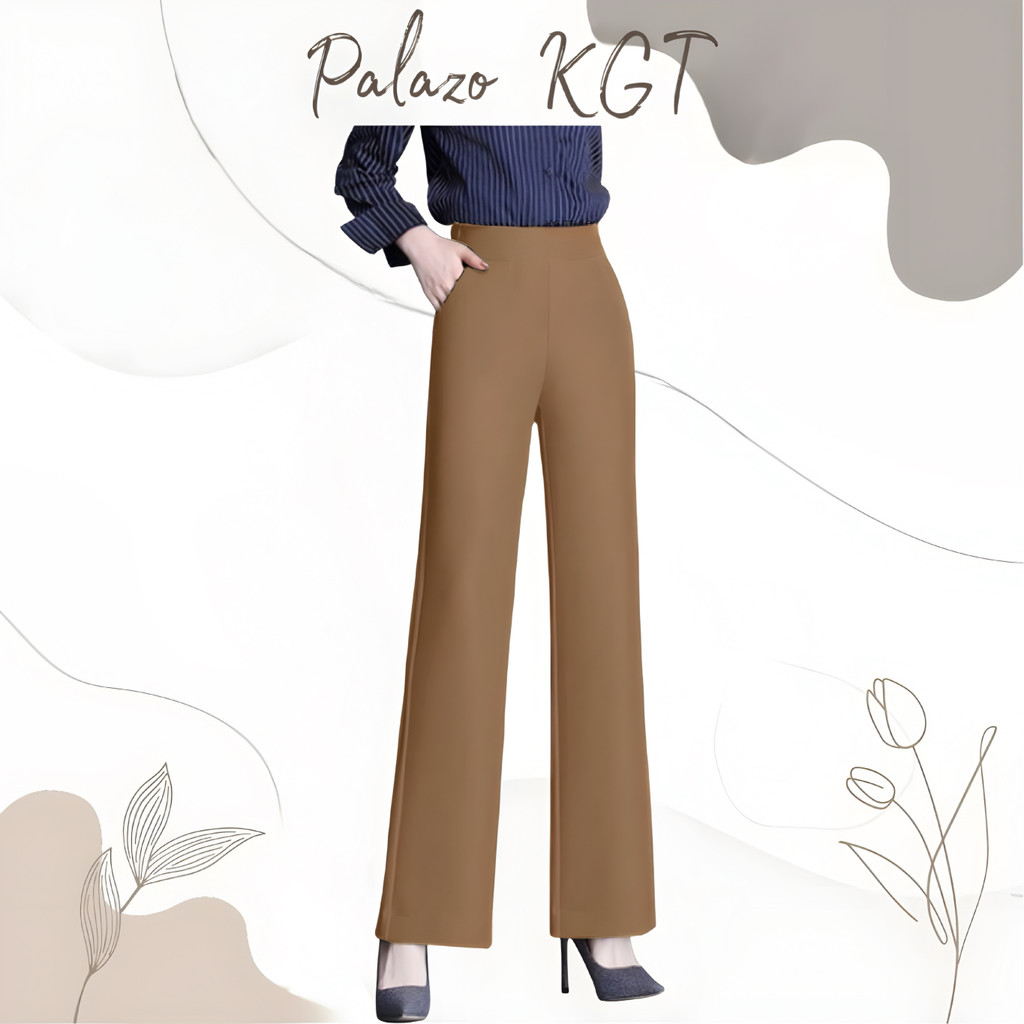KGT Bamboo Slack Seluar Palazo P2 Baggy Cutting Scuba Ladies Slack Pants Seluar Getah Palazo 2981