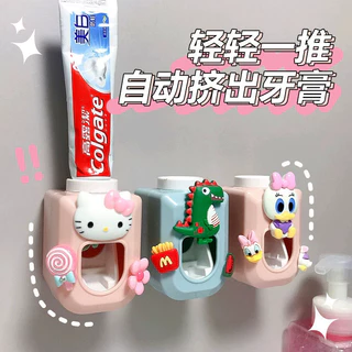 เครื่องบีบยาสีฟันอัตโนมัติติดผนังลายการ์ตูน Hello Kitty อุปกรณ์ห้องน้ำ ที่บีบยาสีฟันสุดน่ารัก TH