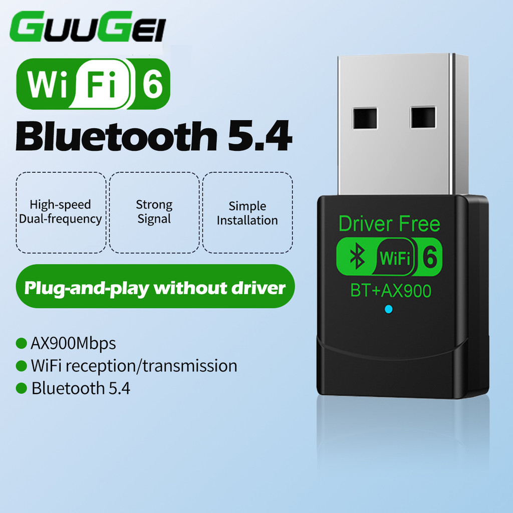 Guugei AX900 WIFI6 อะแดปเตอร์ USB บลูทูธ 5.4 Dual Band 2.4G&5G 900Mbps WiFi 6 ตัวรับสัญญาณไร้สาย