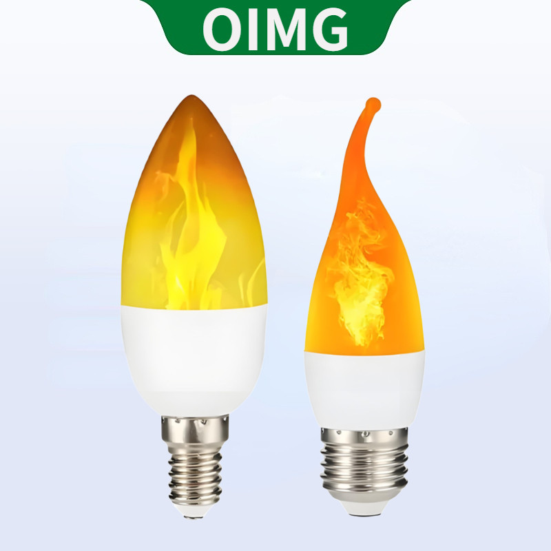 OYMG LED เปลวไฟหลอดไฟปาร์ตี้เปลวไฟจําลองหลอดไฟตกแต่งสวน AC85-265V 3W E14 E27 E12