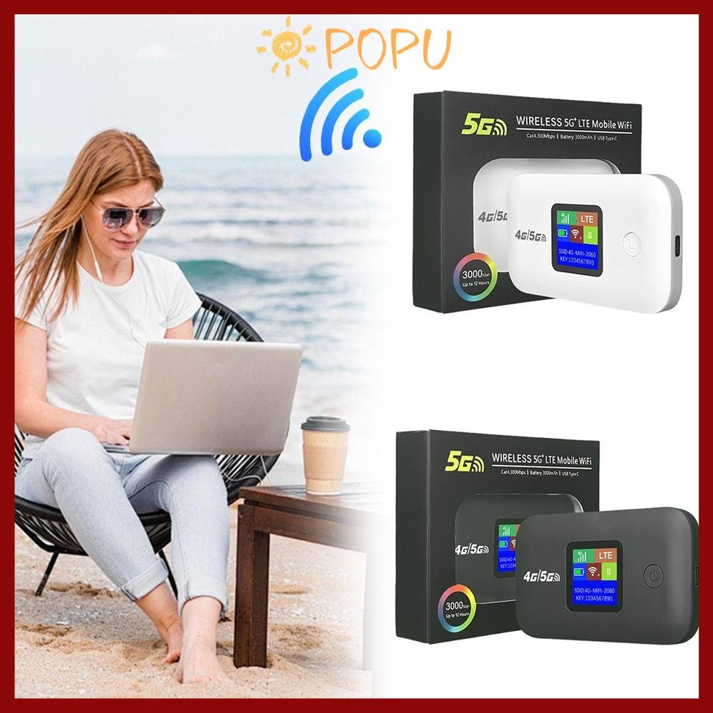 POPU เราเตอร์ WiFi มือถือ, 4G Strong Signal Pocket WIFI, Universal รองรับทุกซิมการ์ดขนาดเล็ก WiFi บรอดแบนด์มือถือ LCD MIFI Hotspot