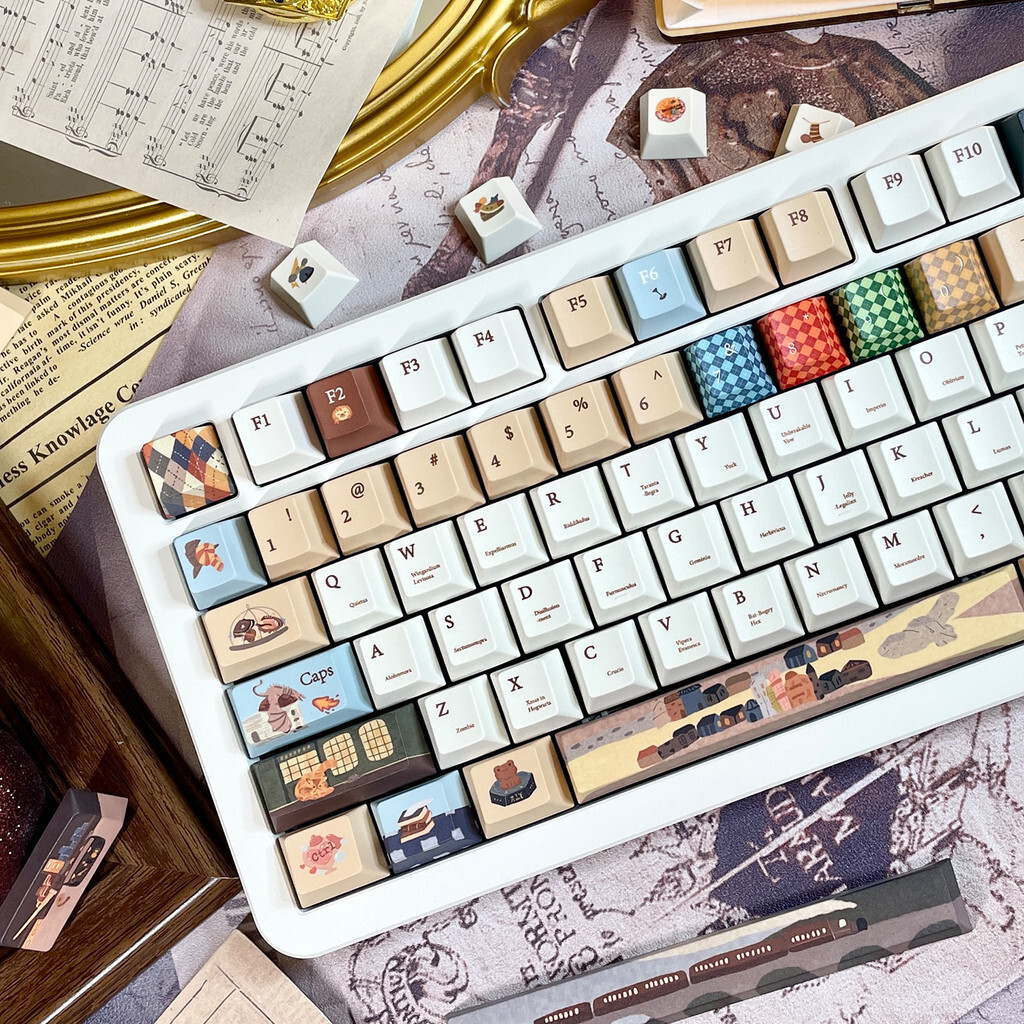 Diagon Alley Keycaps 135 คีย์โปรไฟล์เชอร์รี่ PBT Dye Sublimation Wooting60 MAD60 Aula F75 Keycaps Cr