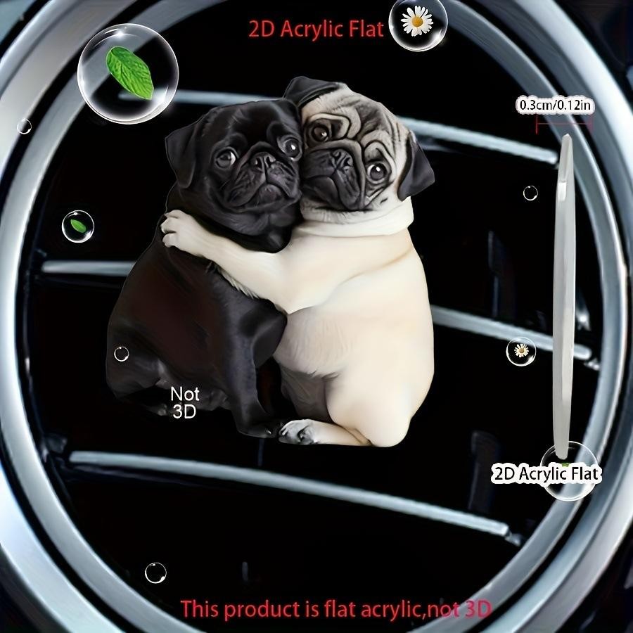 2d น่ารัก Pug อะคริลิค Car Air Vent น้ําหอม Diffuser W7o5