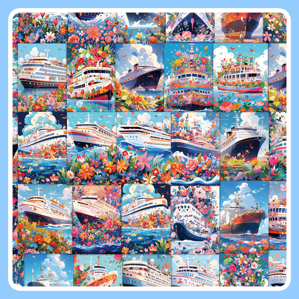 60 ชิ้น Majestic Giant Ship Braving the Winds and Waves สติ๊กเกอร์ - สติ๊กเกอร์ตกแต่งสําหรับโน๊ตบุ๊ค