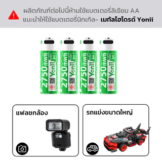 Yonii ถ่านชาร์จ AA/AAA 1.5V Type-C แบตเตอรี่ แบตเตอรี่แบบชาร์จไฟได้ แบต ถ่าน AAA/AA Li-ion Battery