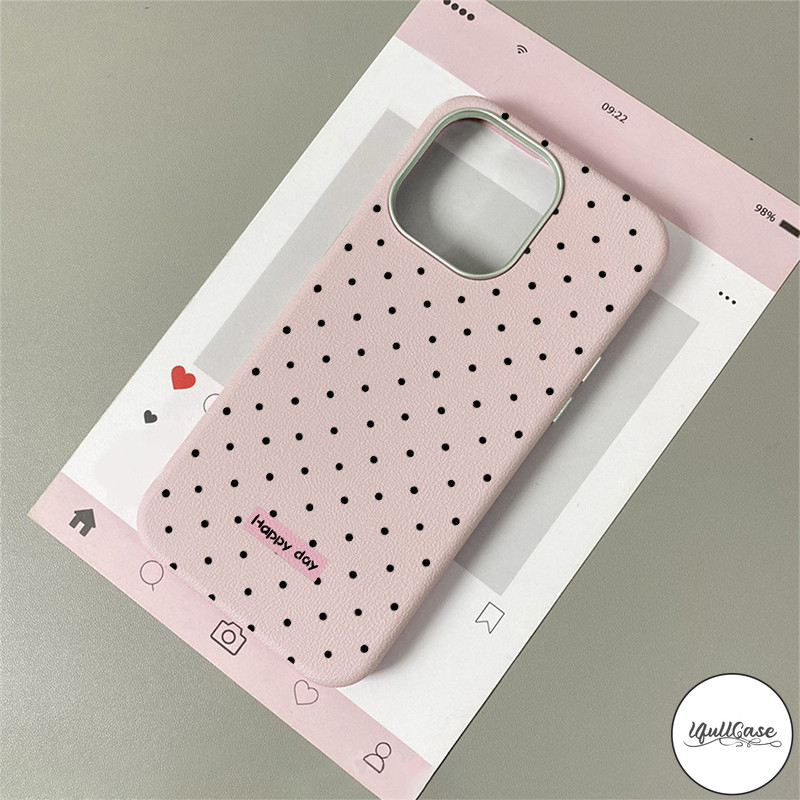 เคสไอโฟน 16 สำหรับ IPhone 13 XR 16 15 11 14 12 Pro Max 15 14 16 6 6S Plus XS X โปลก้า จุดสีทึบหนัง กรณีพื้นผิว