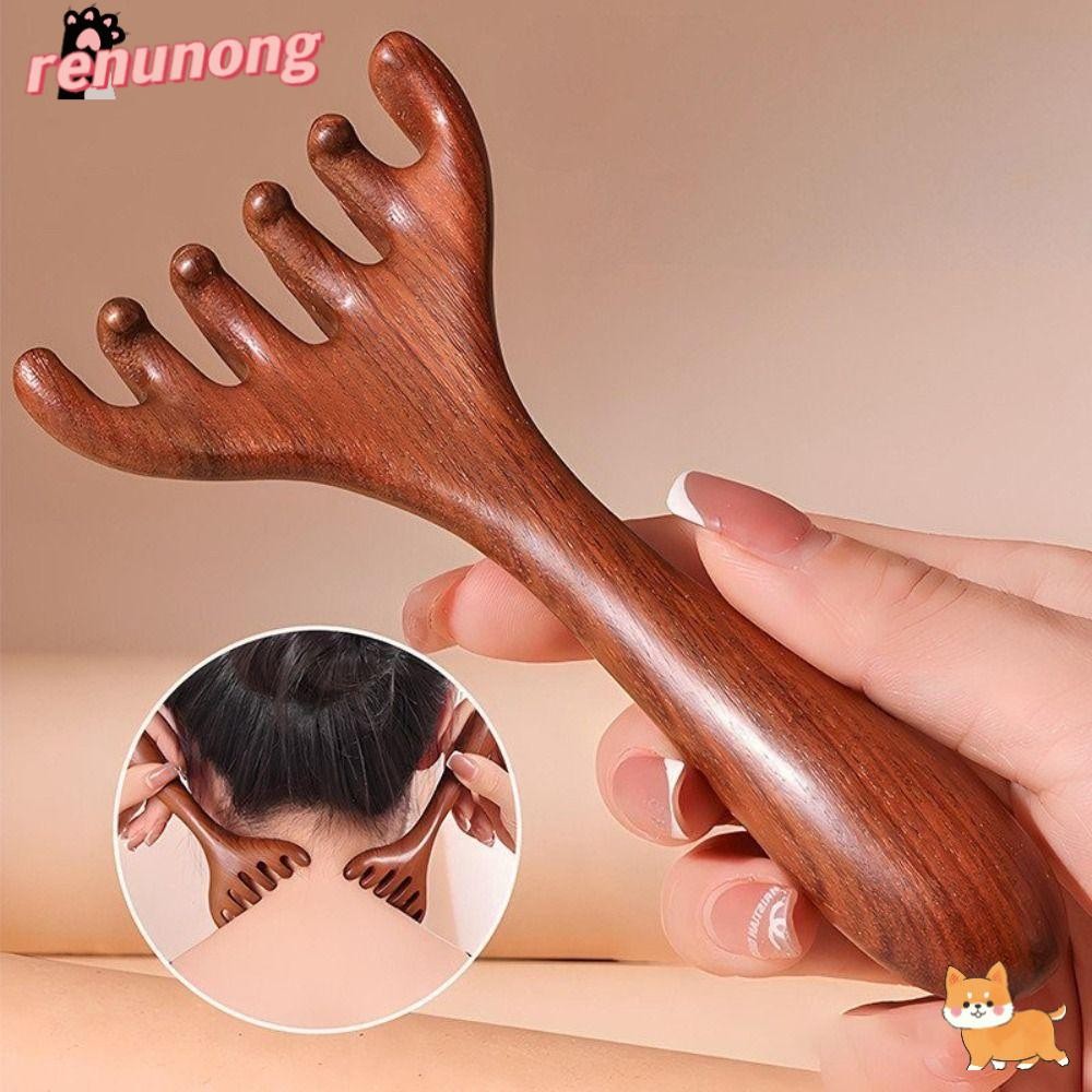 เรนยุนง หวีด้ามยาว,มือถือหกกรงเล็บหัวหวีนวดเส้นเมอริเดียน, ทนทานฟันกว้างป้องกันไฟฟ้าสถิตย์กลับ เครื่องขูด สําหรับส่งเสริมการไหลเวียนโลหิต