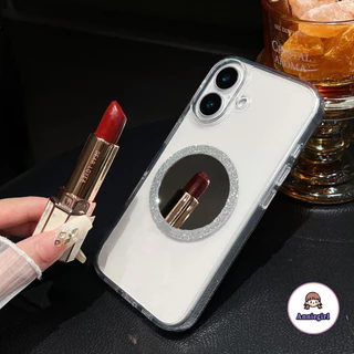 Creative Glitter กระจกแต่งหน้าสําหรับโทรศัพท์มือถือพร้อมแหวนดูดแม่เหล็ก Universal แฟชั่นอุปกรณ์เสริมโทรศัพท์กาวสไตล์กลางแจ้งแบบพกพา