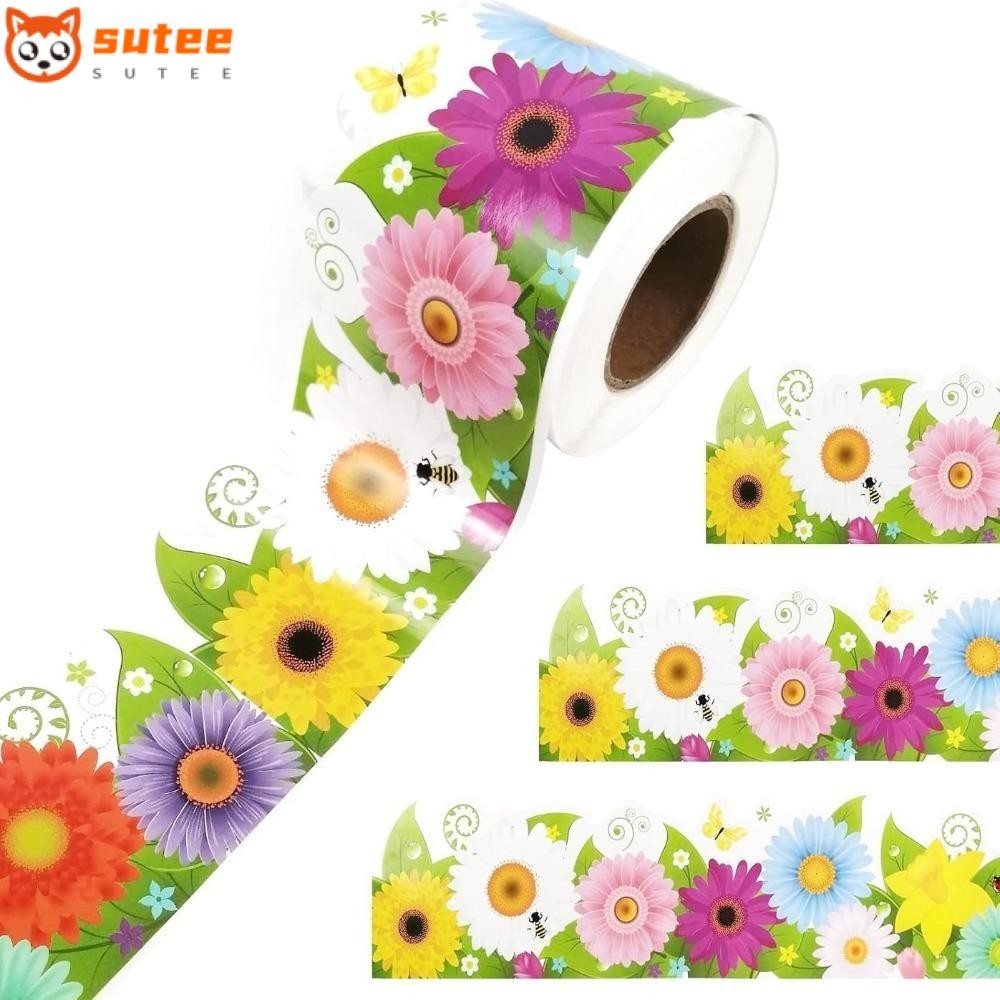 SUTTEE กระดานบอร์ด ขอบกระดาษ 7.5 ซม. สำหรับตกแต่งห้องเรียนและงานคราฟต์ พร้อมกาวติดเอง