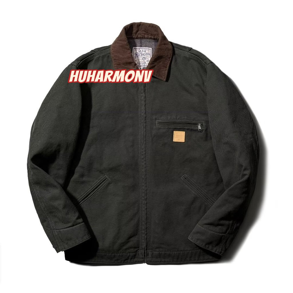 Ocshean Detroit เสื้อแจ็คเก็ตผู้ชาย สำหรับฤดูใบไม้ผลิและฤดูใบไม้ร่วง สไตล์เรโทรแบบอเมริกัน