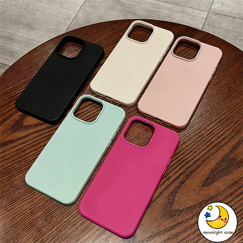 จัดส่งในพื้นที่ เคสหนัง เคสนิ่ม TPU สีลูกกวาด เรียบง่าย For iPhone16 11 15 14 13 12 Pro max XS XR XSMAX 7 Plus 8 Plus - รูปที่ 7