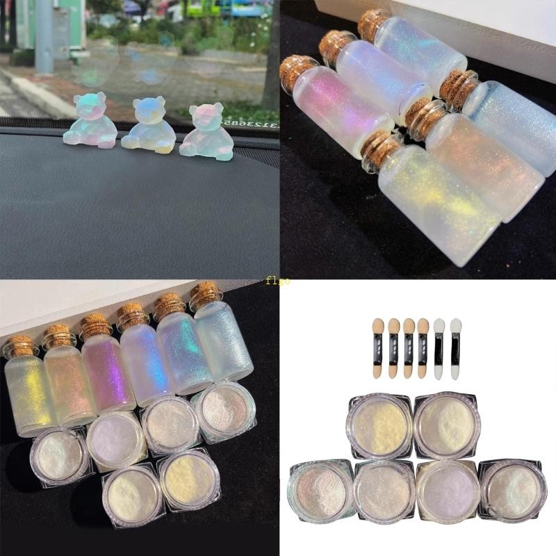 Flgo Artistics Craft Pigment Powder หลากสี Auroras สูตรพกพาสําหรับการสร้างเรซินเครื่องประดับ