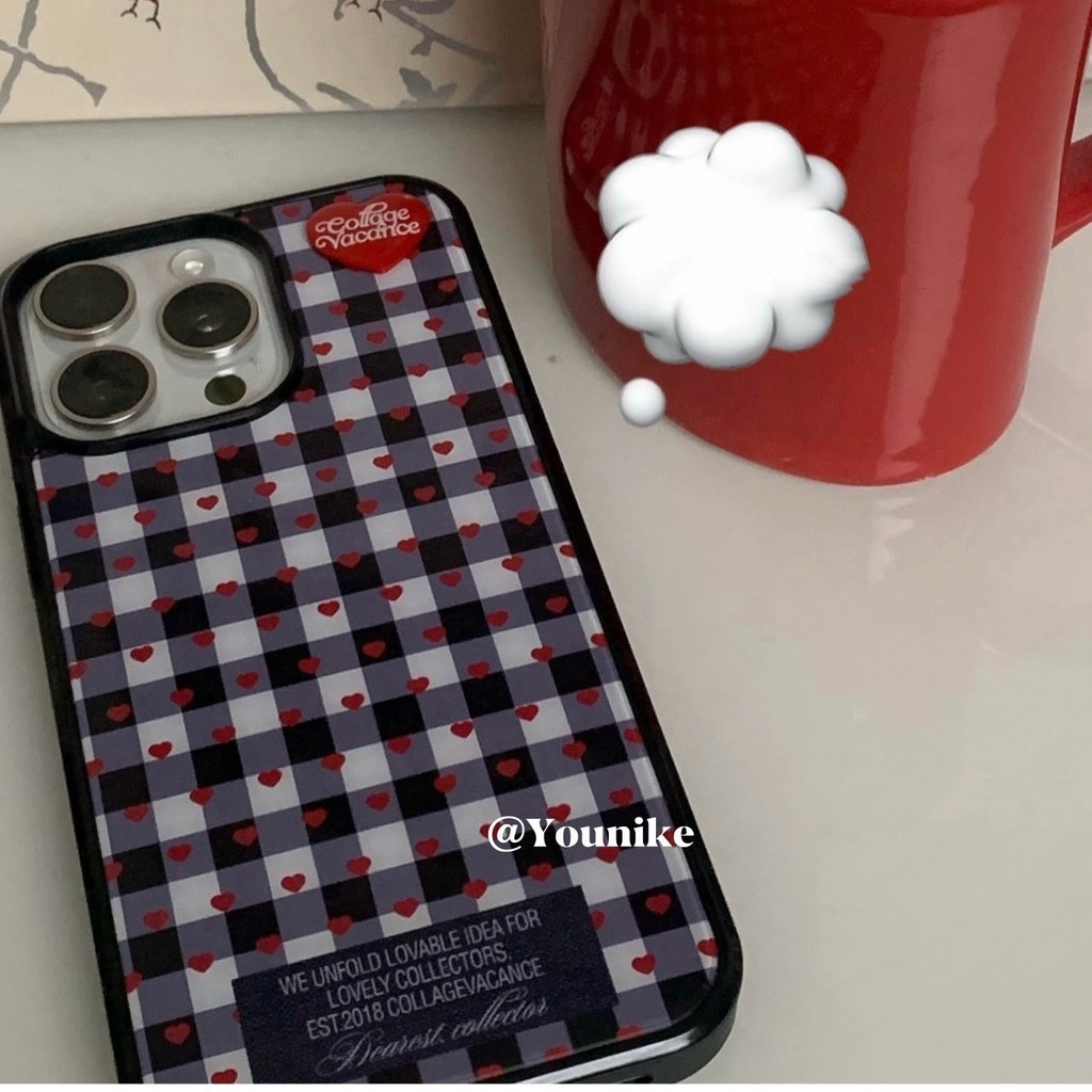 Retro Love ลายสก๊อตเคสโทรศัพท์ Drop-Resistant สําหรับ iPhone 16 Promax 15 Promax 11 12 13 14plus 15plus 16e 16plus 15pro - ภาพย่อย 4