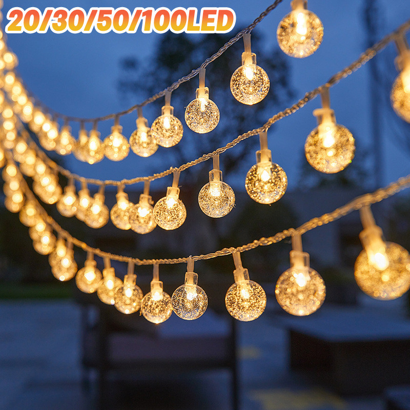 ไฟตกแต่ง 20/30/50/100 LED โซล่าเซลล์ ทนแดด กันฝน ไฟตกแต่งสวนและกลางแจ้ง