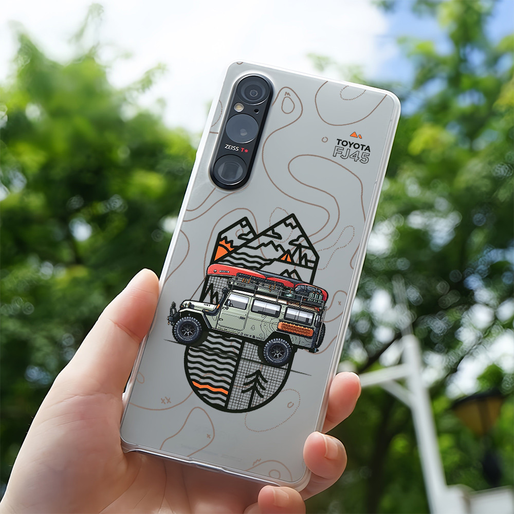 สําหรับ Sony Xperia 1 II, Xperia 1 III IV V Xperia 5 II , Xperia 5 III , Xperia 10 II III V TOYOTA FJ45 รถ Hard Slim ครึ่งห่อเคสโทรศัพท์กันกระแทก Sony Cover