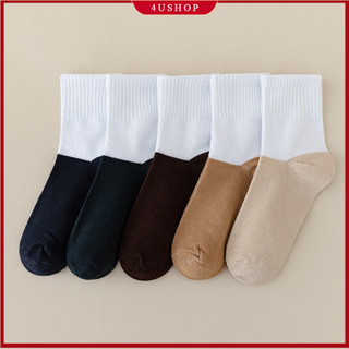 5 Pairs Kids Socks Mixed Color Mid-Tube Cotton Socks for Boys Girls 1-13 Years Breathable School Sports Socks