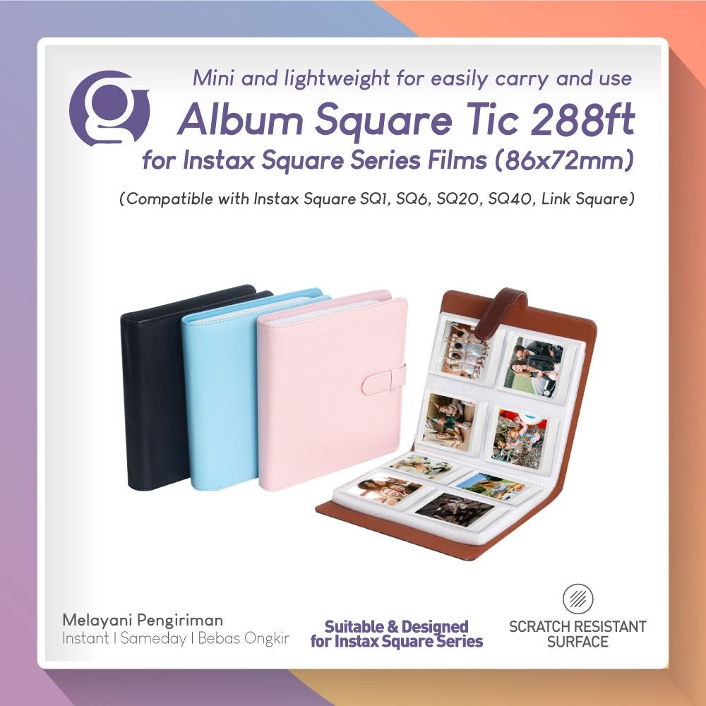 TICSQ288 288 อัลบั้มภาพสําหรับ Instax SQUARE SQ40 SQ20 ใช้งานร่วมกับกระเป๋าสตางค์โลหะล้ําค่า/Fujifil