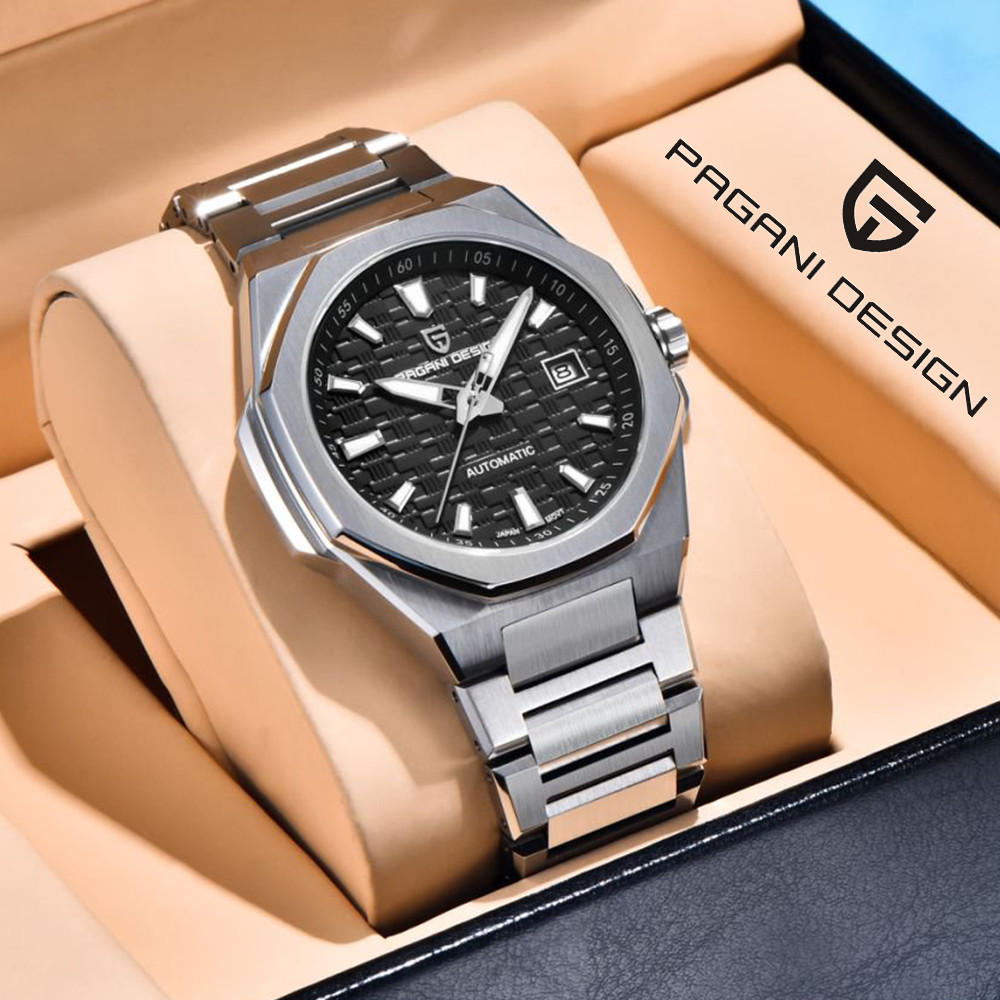 PAGANI DESIGN ใหม่ 40 มม.หรูหราอัตโนมัตินาฬิกาผู้ชายกระจกแซฟไฟร์สแตนเลสส่องสว่าง 100M กันน้ํานาฬิกาผู้ชาย PD-YS023