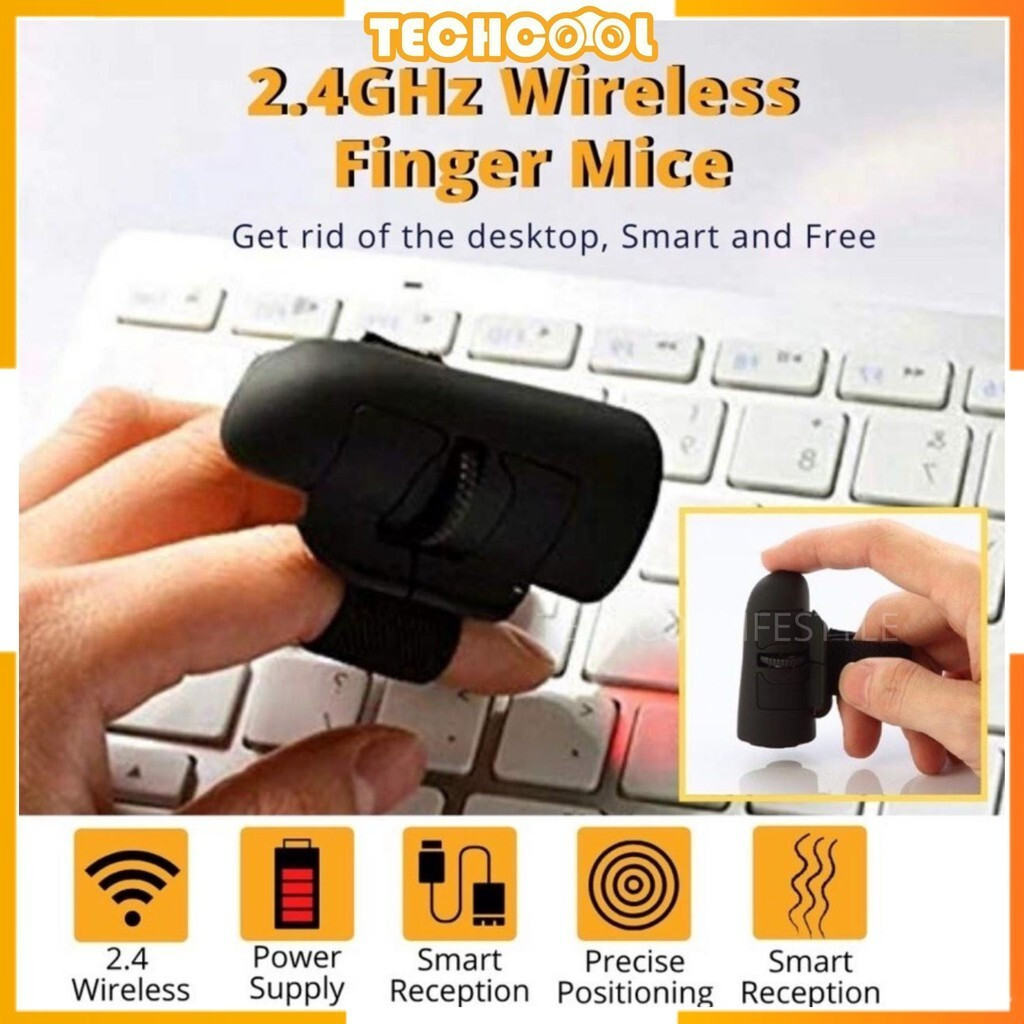 2.4GHz Finger HandHeld USB ce Optical Mouse Lazy โทรศัพท์มือถือแหวน ni ปลายนิ้วเมาส์ 1600dpiHT99 X4J