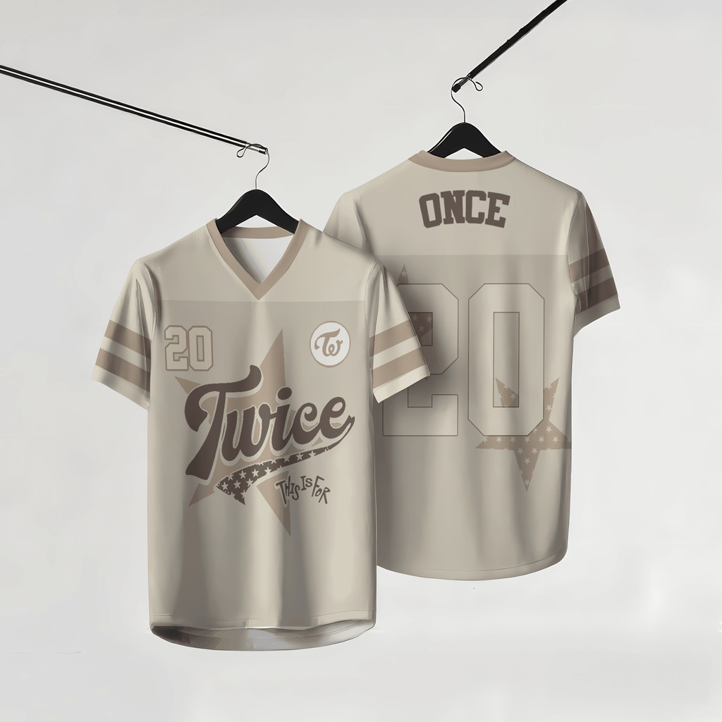 TWICE This Is for Brown Series เสื้อเจอร์ซีย์แขนสั้นคอวี
