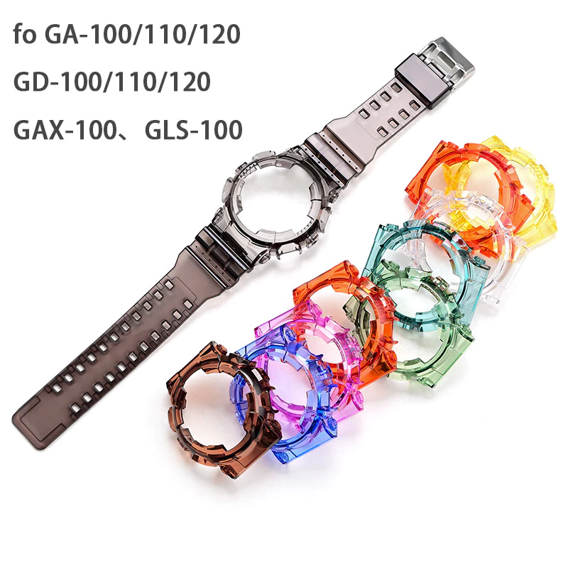 TPU สายเรซิ่นสําหรับ Casio G-SHOCK GA-100/110/120/140 GD-100/110/120 GAX-100 GLS-100 เปลี่ยนนาฬิกา Bezel Band สร้อยข้อมือ