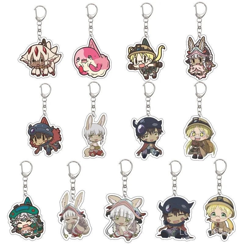 55MM อะนิเมะ Made in Abyss พวงกุญแจ Riko / Nanachi / nario อะคริลิคพวงกุญแจรุ่นแผ่นของขวัญคริสต์มาส