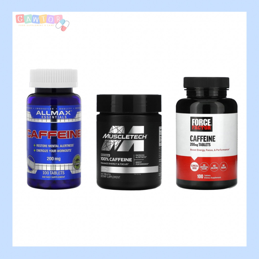 คาเฟอีน ( Caffeine Anhydrous ) ชนิดเม็ด ALLMAX, Muscletech, GAT