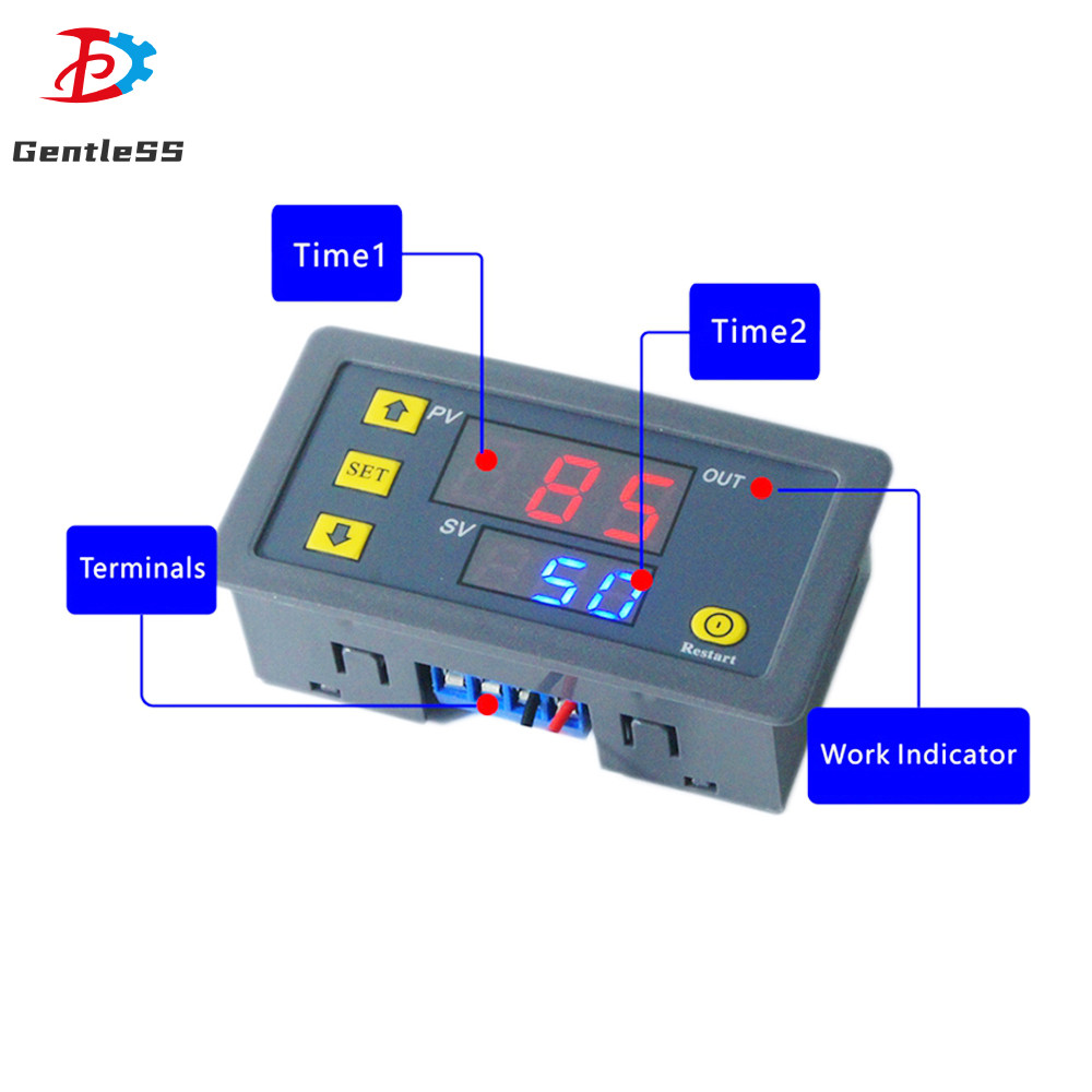 T3230 DC12V DC24V AC110-220V Cyclic Timer Delay Relay พร้อมจอแสดงผลสีแดงและสีน้ําเงิน