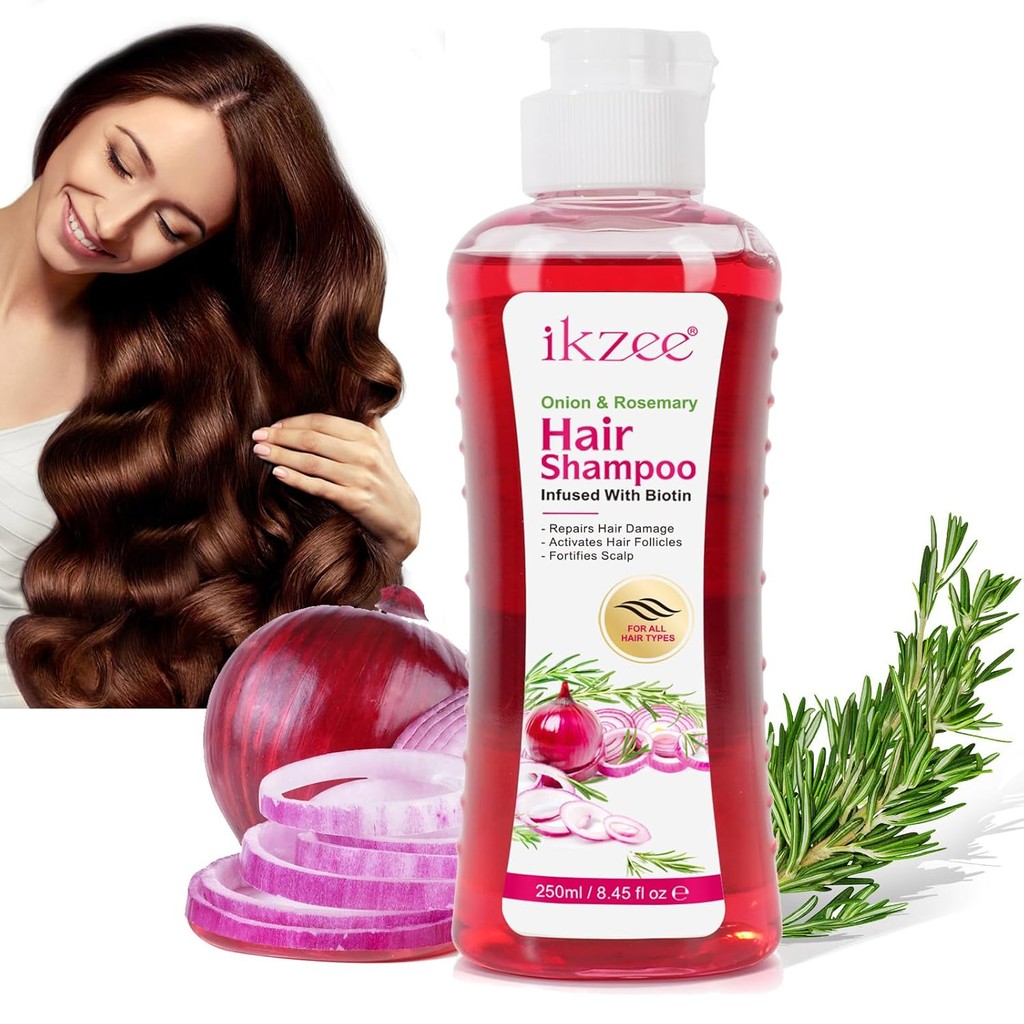 Onion Biotin Rosemary Shampoo for Thinning Hair Loss - Volumizing Shampoo ปรับปรุง Hair Shine & Smoo