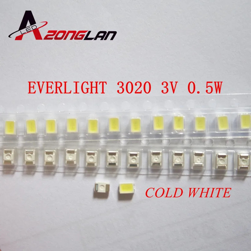 50PCS EVERLIGHT LED Backlight 0.5W 3V 3020 Cool white Notebook / Tablet Application 45-11-BFSB-61303