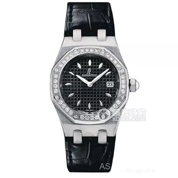 Aibi AP Aibi Royal Oak Series Quartz Ladies Watch Diamond Elegant Black Watch 33mm หนังจระเข้ 67601