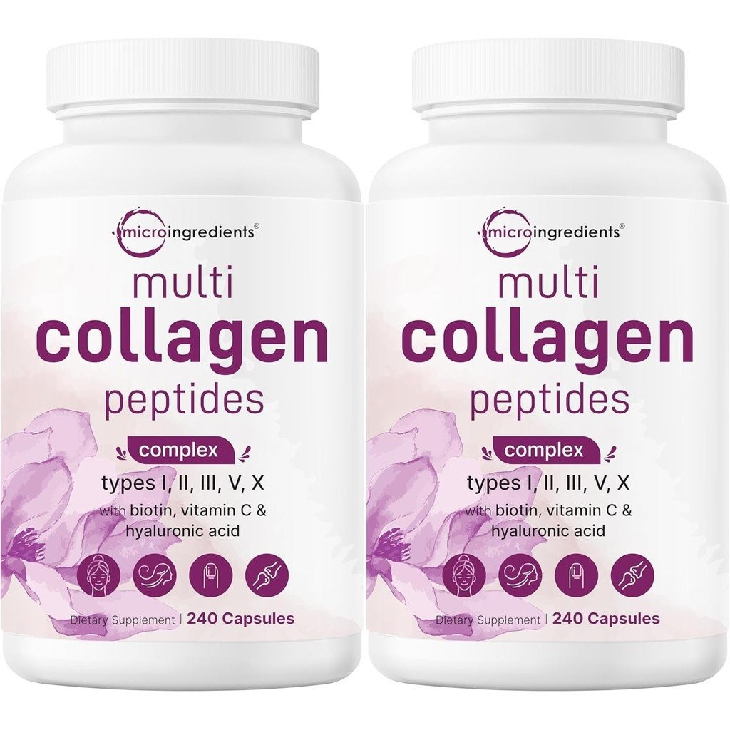 ไมโครส่วนผสม2แพ็คหลายคอลลาเจนเม็ดสําหรับผู้หญิงและผู้ชาย480แคปซูล | Type I, II, III, V, X - Hydrolyz