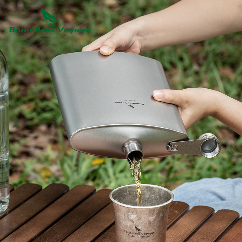 Boundless Voyage 1.4L ขวดไทเทเนียมขวดไวน์ความจุขนาดใหญ่เครื่องดื่มกีฬาสําหรับการตั้งแคมป์กลางแจ้งเดินป่า