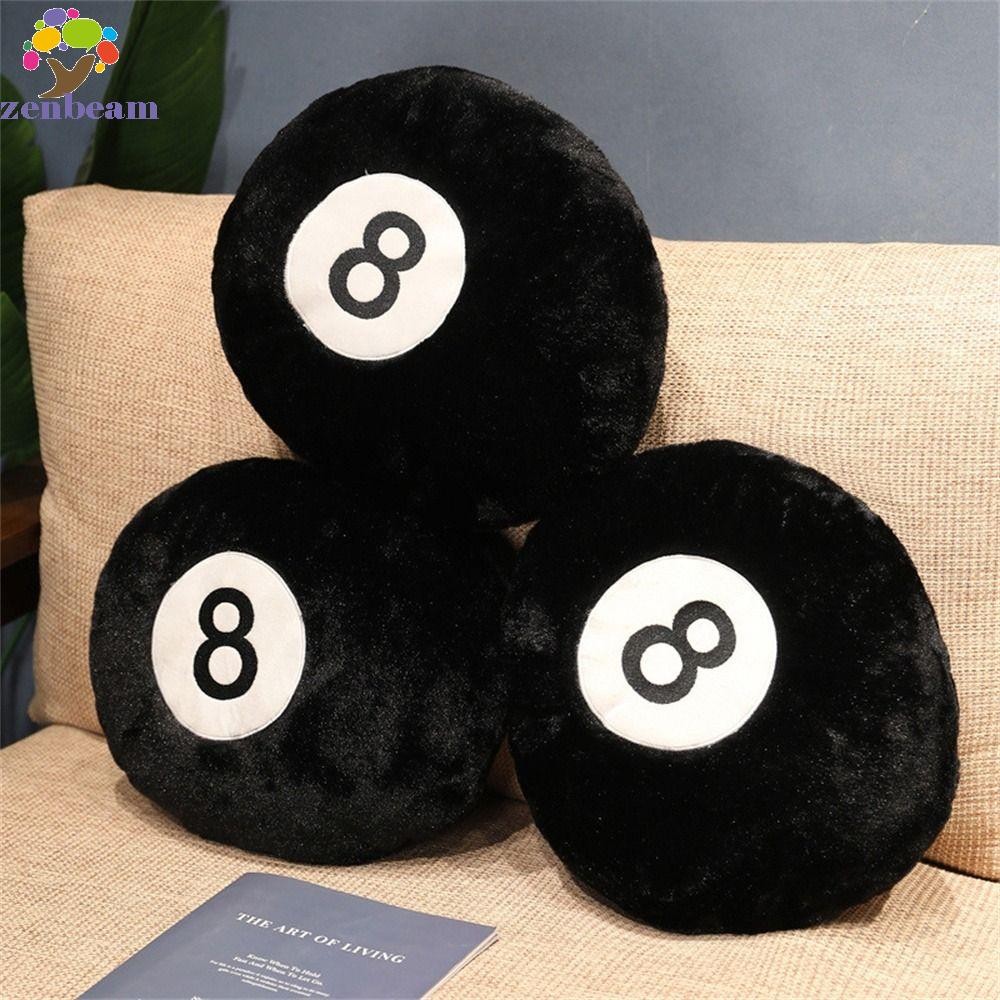 ZENBEAM จําลองบิลเลียดของเล่นตุ๊กตาห้องนอน Soft No. 8 Ball ตุ๊กตาของเล่นกีฬาในร่ม 35/50 ซม. 8 Ball ห