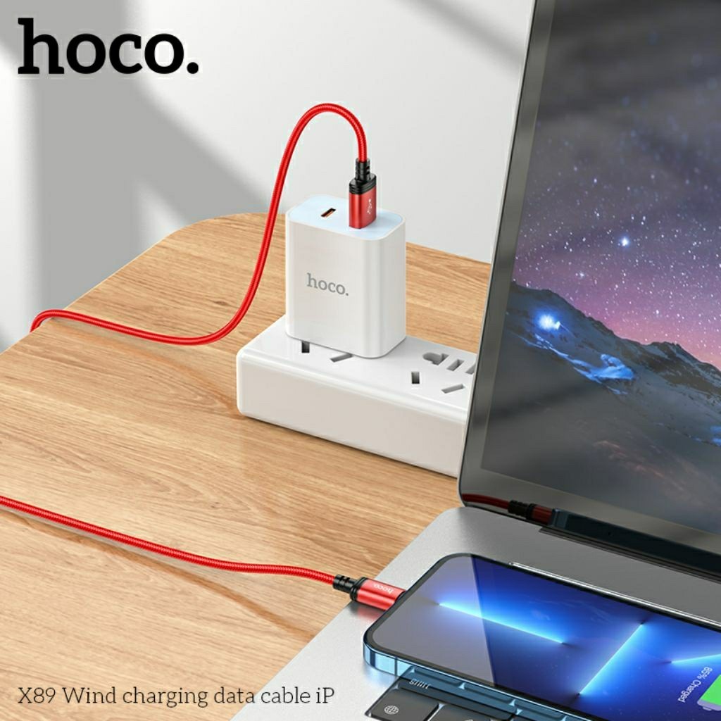 Hoco X89 USB to LN Fast Charging Cable รองรับการชาร์จเร็วสําหรับ iP สายร่มชูชีพป้องกันการหัก Mobile2