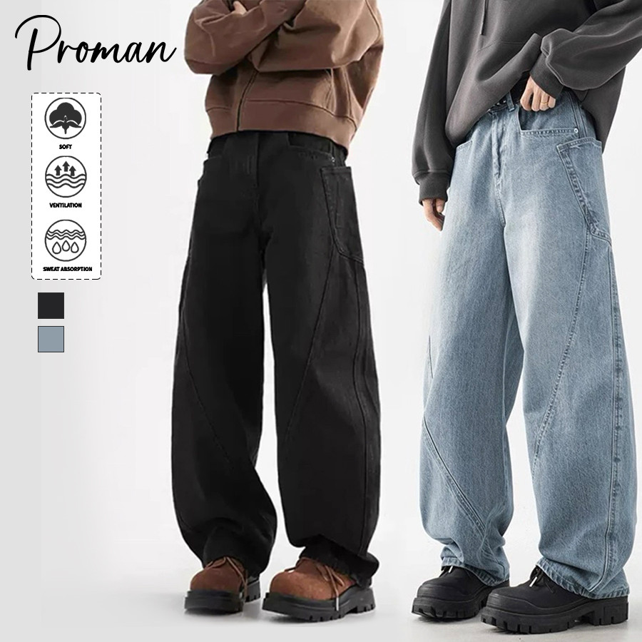 PROMAN666-กางเกงยีนส์สไตล์อเมริกันวินเทจ  oversize  ใส่ได้ทั้งชายและหญิง  M-3XL  จัดส่งในกรุงเทพฯ