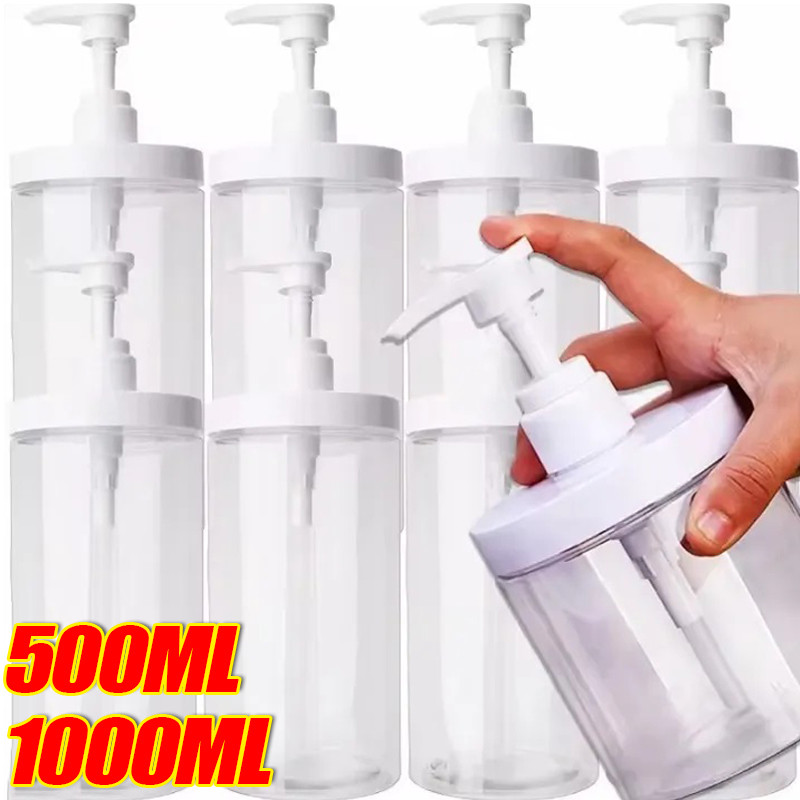 ขวดปั๊มปากกว้างรีฟิลขนาด 500 มล./1000 มล. / ภาชนะจ่ายแชมพูสําหรับเดินทางที่ว่างเปล่า