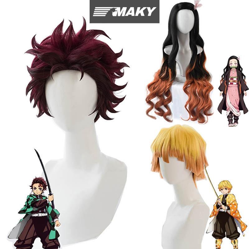 Llph Anime Demon Slayer ตัวละครคอสเพลย์วิกผมสังเคราะห์ทนความร้อนผม LLP